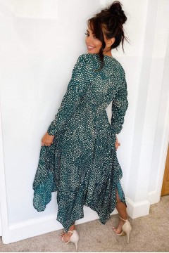 Green Spotty Handkerchief Midi Dress